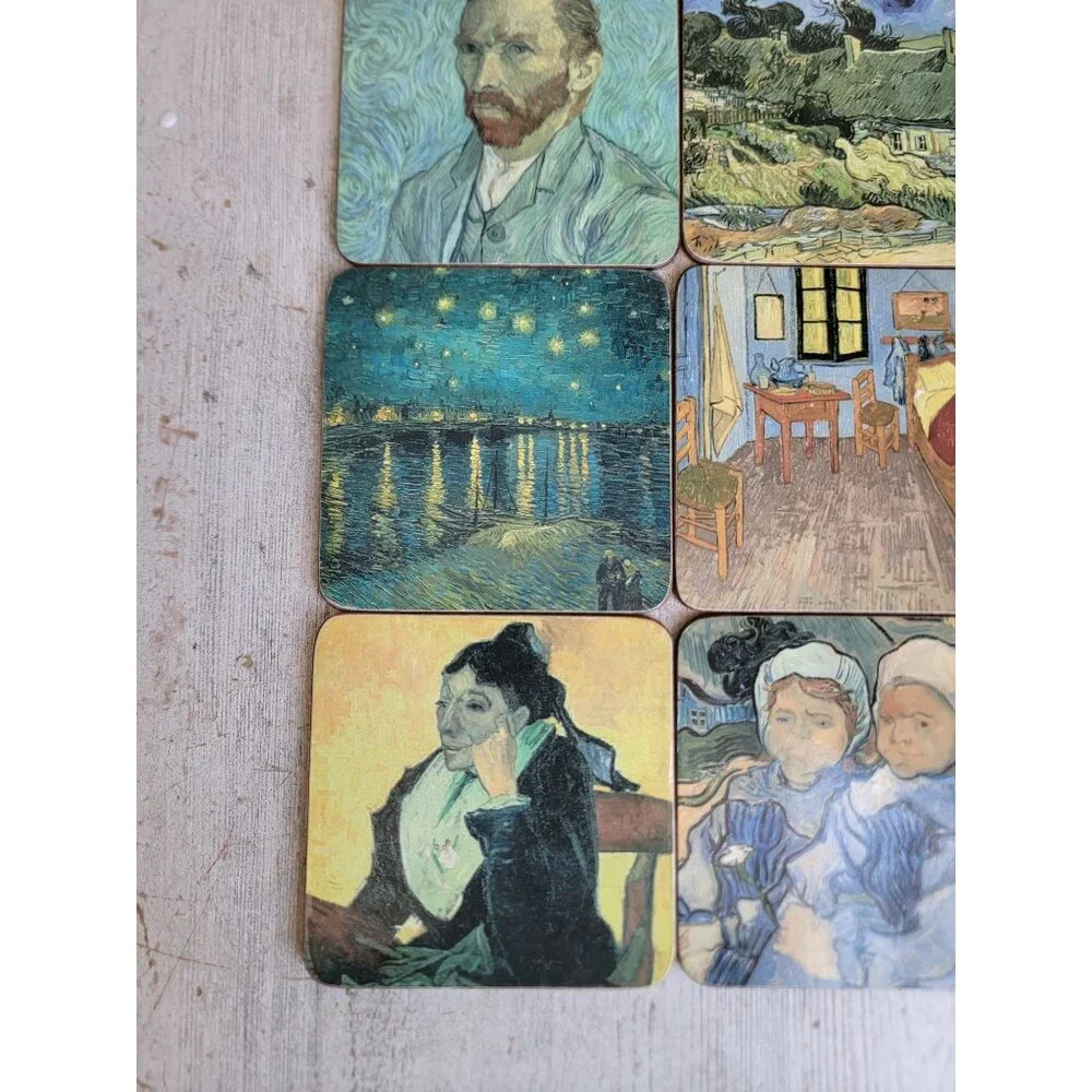 Van Gogh drink coaster art set sunflower unique home decor‎